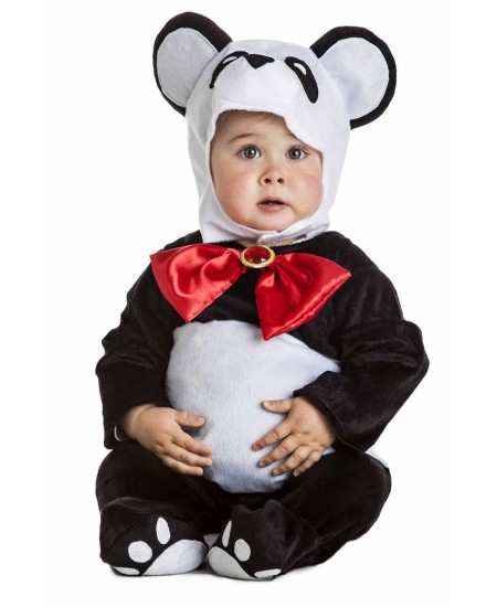 DISFRAZ DE OSO PANDA BEBE LAZO ROJO PARA BEBE
