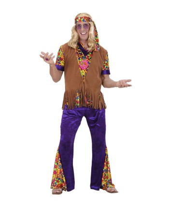 CHALECO HIPPIE FLECOS MARRON PARA HOMBRE