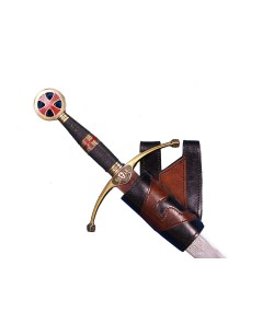 PORTA ESPADAS MARRON Y NEGRO CUERO TAHALI 2
