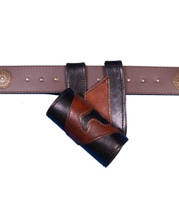 PORTA ESPADAS MARRON Y NEGRO CUERO TAHALI