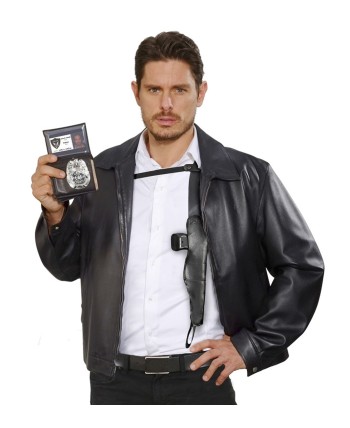 SOBAQUERA SIMILPIEL CON REVOLVER NEGRO PLÁSTICO