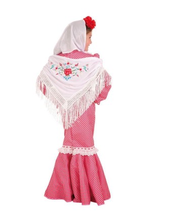 MANTON BLANCO DE SEVILLANA CON FLORES BORDADAS MEDIANO