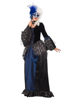 DISFRAZ DE MARQUESA BARROCA AZUL Y NEGRO PARA MUJER