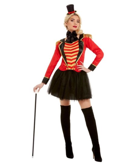 DISFRAZ DE PRESENTADORA DE CIRCO CHALECO RAYAS PARA MUJER