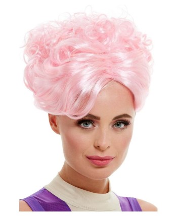 PELUCA ROSA CORTA CON RIZOS TRAPECISTA