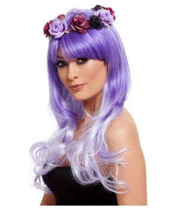 PELUCA LILA BICOLOR DIA DE LOS MUERTOS PELUCA LILA BICOLOR DIA DE LOS MUERTOS