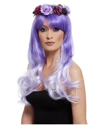 PELUCA LILA BICOLOR DIA DE LOS MUERTOS PELUCA LILA BICOLOR DIA DE LOS MUERTOS