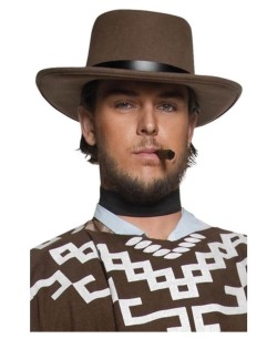 SOMBRERO VAQUERO MARRON ALA CORTA