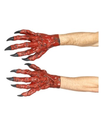 GUANTES DE DEMONIO ROJAS CON UÑAS NEGRAS