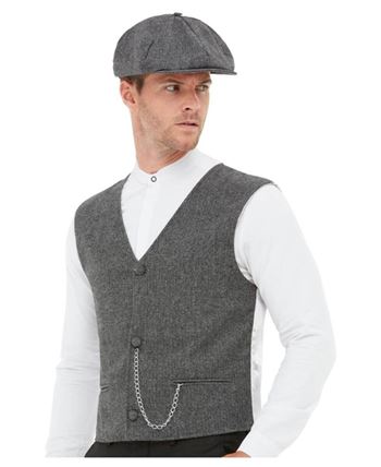 CHALECO Y GORRA GRIS AÑOS 20