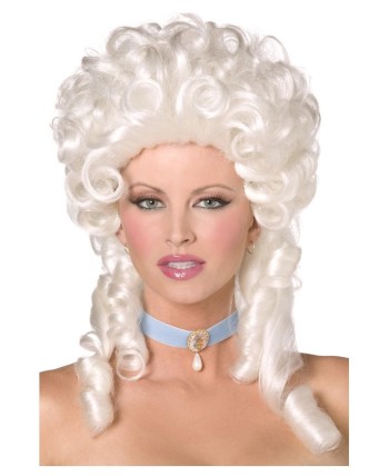 PELUCA EPOCA BLANCA CON TIRABUZONES Y RIZOS