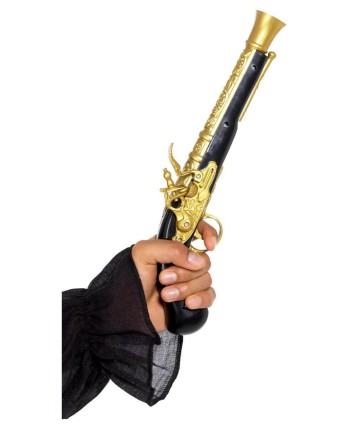 TRABUCO DE PIRATA NEGRO Y DORADO