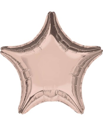 GLOBO DE HELIO ESTRELLA ROSA DORADO METALIZADO