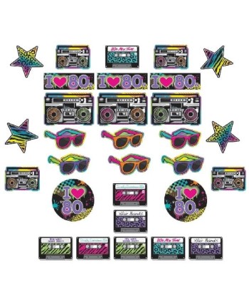 SILUETAS AÑOS 80 DECORACION 30 UNDADES