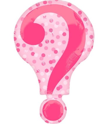 GLOBO DE HELIO INTERROGACION ANUNCIACION BEBE ROSA Y AZUL