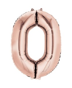 GLOBO DE HELIO NUMERO 0 ROSA DORADO