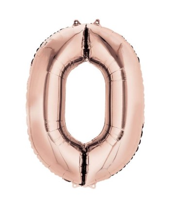 GLOBO DE HELIO NUMERO 0 ROSA DORADO