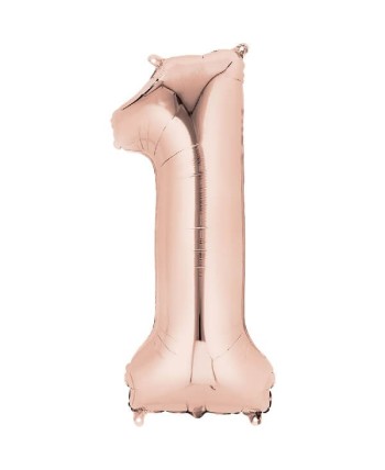 GLOBO DE HELIO NUMERO 1 ROSA DORADO
