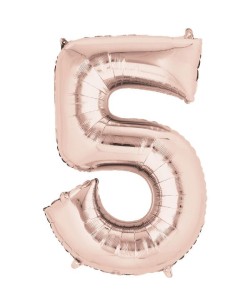 GLOBO DE HELIO NUMERO 5 ROSA DORADO