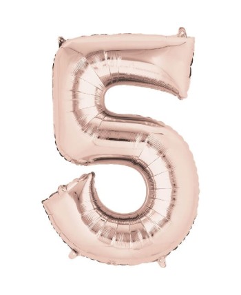 GLOBO DE HELIO NUMERO 5 ROSA DORADO