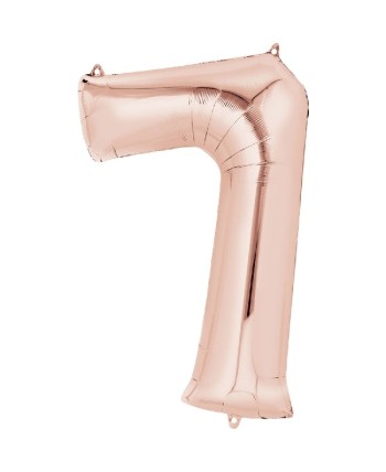 GLOBO DE NÚMERO 7 ROSA DORADO