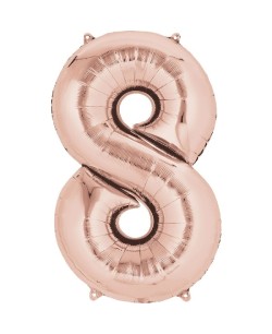 GLOBO DE HELIO NUMERO 8 ROSA DORADO