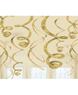 COLGANTES ESPIRALES ORO 12 UNIDADES