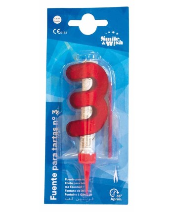 VELA Nº3 ROJA FUENTE PARA TARTAS