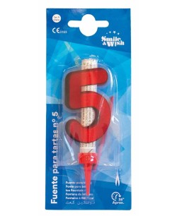 VELA Nº5 ROJA FUENTE PARA TARTAS