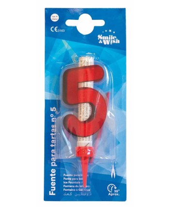 VELA Nº5 ROJA FUENTE PARA TARTAS