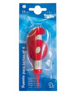 VELA Nº6 ROJA FUENTE PARA TARTAS