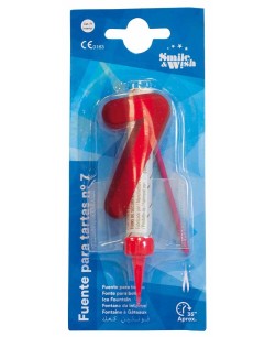 VELA Nº7 ROJA FUENTE PARA TARTAS