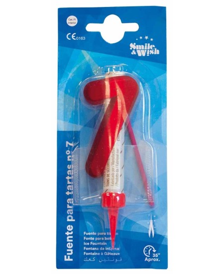 VELA Nº7 ROJA FUENTE PARA TARTAS