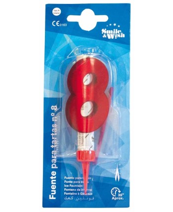 VELA Nº8 ROJA FUENTE PARA TARTAS