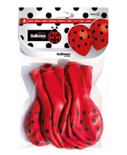 BOLSA 8 GLOBOS ROJO LUNAR NEGRO 95 CMS.PERI. 2
