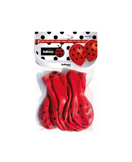 BOLSA 8 GLOBOS ROJO LUNAR NEGRO 95 CMS.PERI.