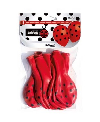 BOLSA 8 GLOBOS ROJO LUNAR NEGRO 95 CMS.PERI.