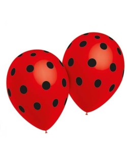 BOLSA 8 GLOBOS ROJO LUNAR NEGRO 95 CMS.PERI.