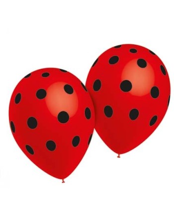 BOLSA 8 GLOBOS ROJO LUNAR NEGRO 95 CMS.PERI.