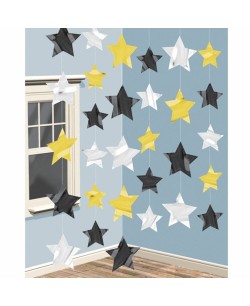 COLGANTE DECORACION ESTRELLAS ORO Y PLATA