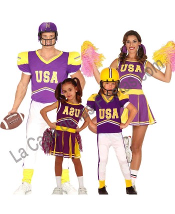 DISFRAZ GRUPO JUGADORES DE RUGBY Y ANIMADORAS MORADO