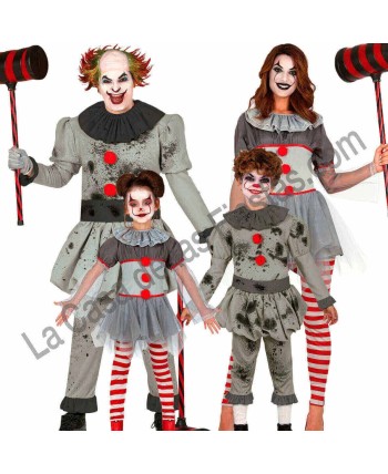 DISFRAZ GRUPO PAYASOS ASESINOS GRIS