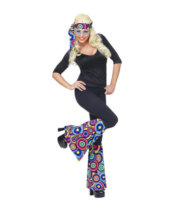 CONJUNTO HIPPIE POLAINAS Y CINTA CIRCULOS AZULES