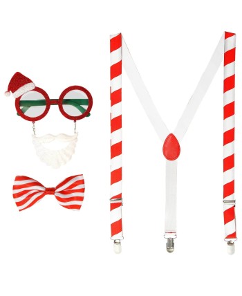 SET SANTA CLAUS PAJARITA, TIRANTES Y GAFAS
