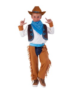 DISFRAZ DE VAQUERO COWBOY MARRON Y AZUL PARA NIÑO