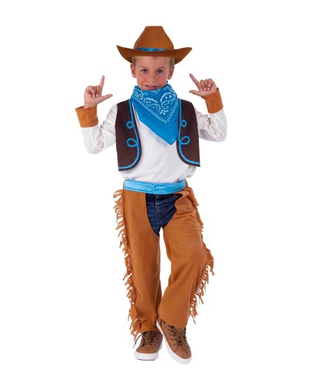 DISFRAZ DE VAQUERO COWBOY MARRON Y AZUL PARA NIÑO