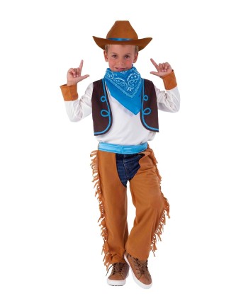 DISFRAZ DE VAQUERO COWBOY MARRON Y AZUL PARA NIÑO