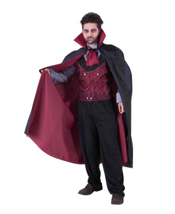 CAPA VAMPIRO REVERSIBLE GRANATE NEGRA CON CUELLO