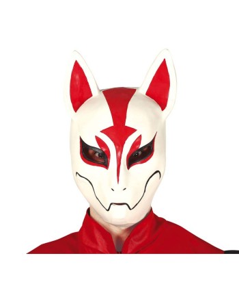 CARETA ZORRO BLANCO Y ROJO LATEX