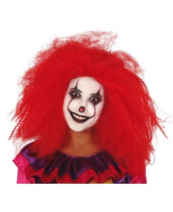 PELUCA PAYASO DIABOLICO MELENA ROJA ENCRESPADA